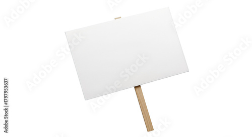 Blank white sign on a stick Isolated on transparent background, png perfect for protest or demonstration mockups