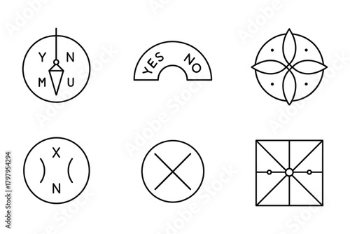 Minimalist geometric symbols with spiritual and mystical designs