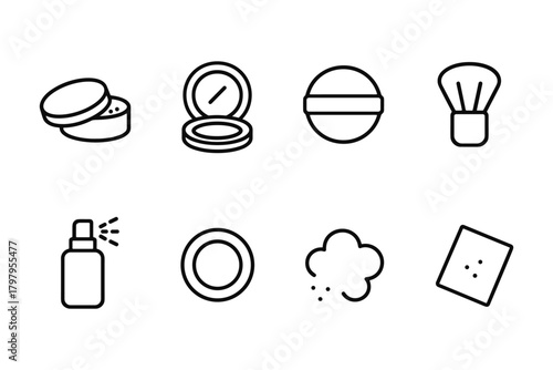 Simple makeup icons: minimalist design of beauty essentials in black lineart
