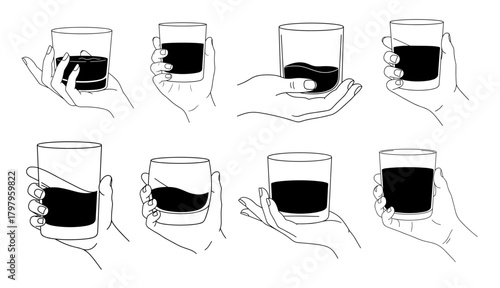 Hands holding drinks against white background