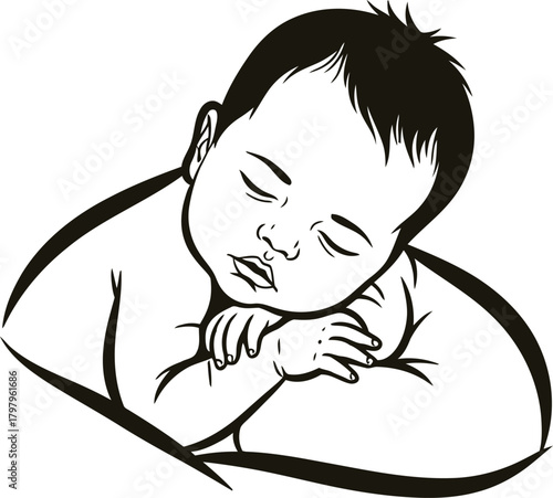 Adorable newborn baby sleeping peacefully on a pillow with closed eyes