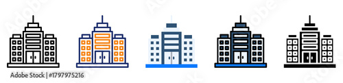 Building Icon Multiple Style Collection Set 