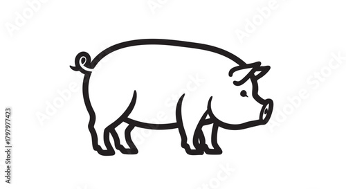 ## **6. Pig side view outline icon vector**
