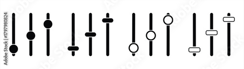 Slider filter simple flat button. Filter control settings icon collection. Vector Illustration.