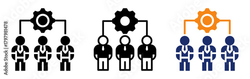 Staff Management Icon Collection Glyph & Mixed Style 