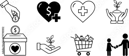 Simple charity symbols for donation and support designs