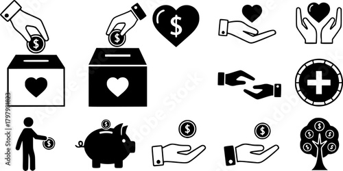Simple charity symbols for donation and support designs