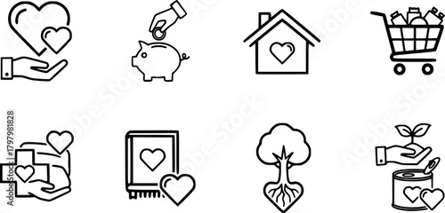 Simple charity symbols for donation and support designs