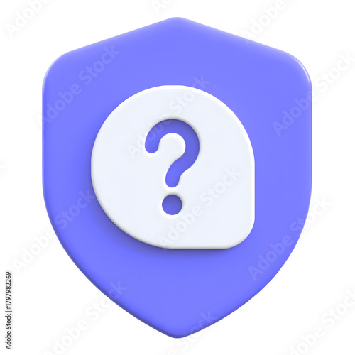 Help support concept shield with question mark Flat 3D UI Icon