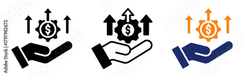 Profit Management Icon Collection Glyph & Mixed Style 