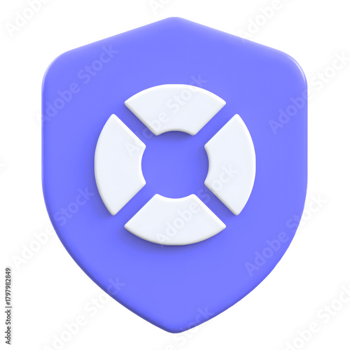Life guard concept with shield for security Flat 3D UI Icon