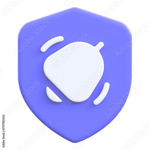 Notification concept with acorn and sound waves 3D icon