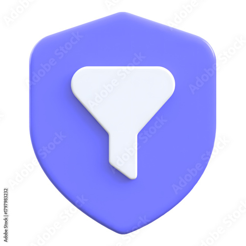 Protection concept filtering data with shield Flat 3D UI Icon