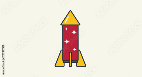 Vibrant cartoon rocketship illustration with stars ready for space exploration