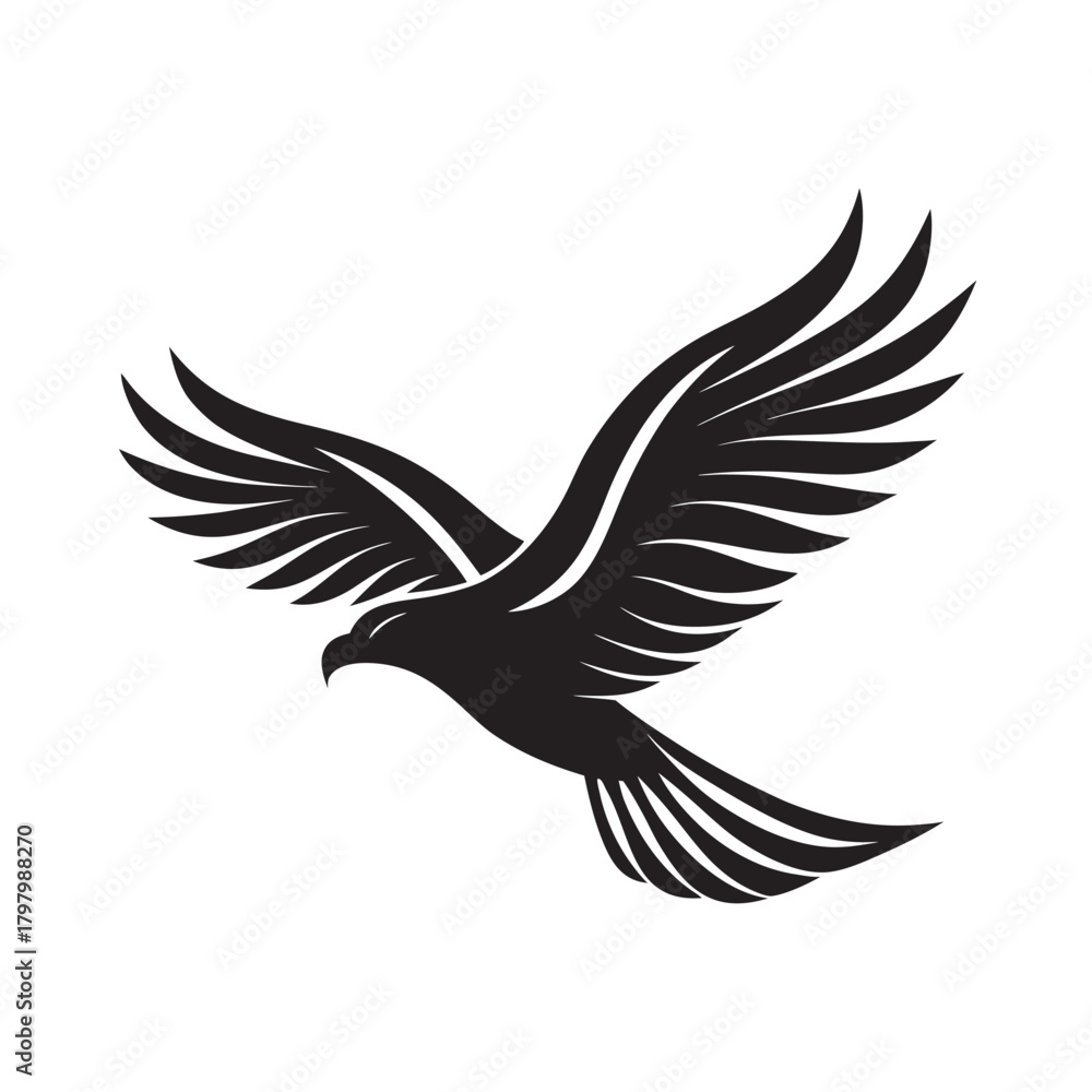 Fototapeta premium Majestic Eagle Wind Glide Silhouette Vector