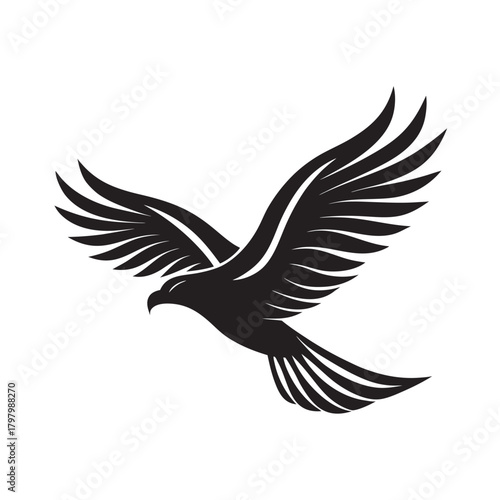Majestic Eagle Wind Glide Silhouette Vector
