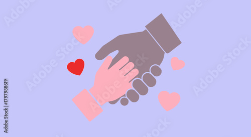 Heartwarming vector graphic depicting a nurturing gesture of hands interlocked with affection