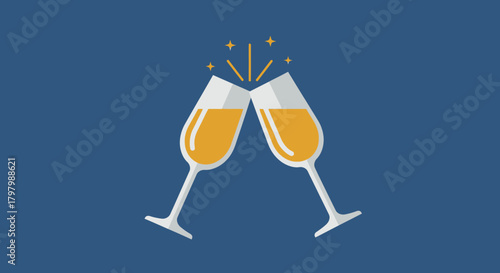 Elegant toast vector illustration with champagne glasses, ideal for celebration designs or festive