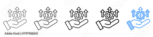 Profit Management Icon Different Style Outline Collection Set 
