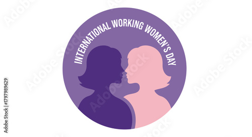 Symbolic silhouettes celebrating international working women's day in graphic design