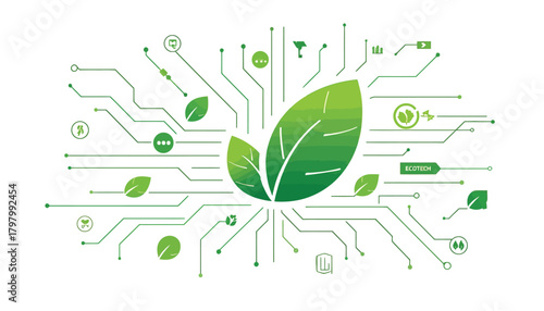  Eco sustainable nature tech fusion illustration