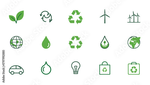 Eco and sustainability icon set