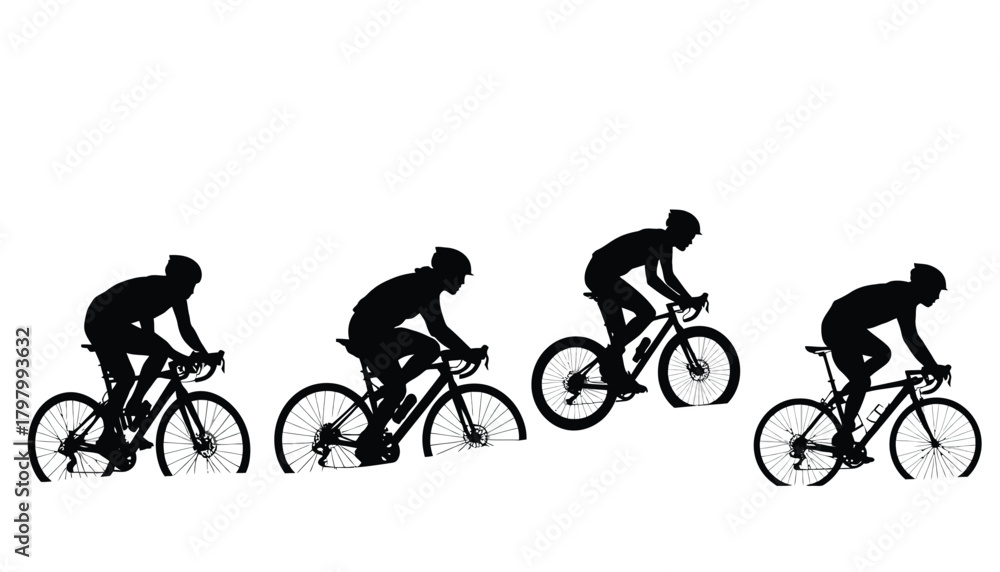 Fototapeta premium Cycling sport silhouette pack