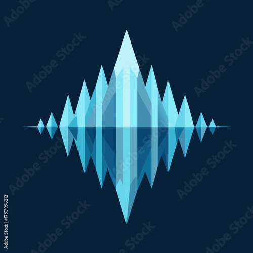 Abstract geometric iceberg reflection on dark blue water surface