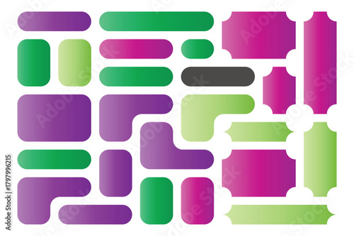  bento vector layout with gradient labels and rounded interface shapes