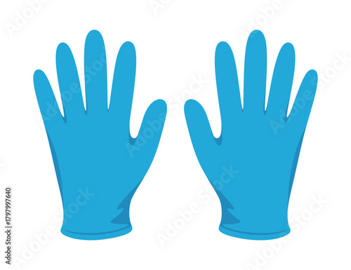 Pair of Blue Medical Gloves Isolated on Transparent Background