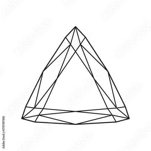 Trillion diamond cut shape. Design diagram. Trillion brilliant triangular cut. Diamond top view. Gemstone outline triangle flat icon for jewellery design, branding, packaging, logo, digital graphic.