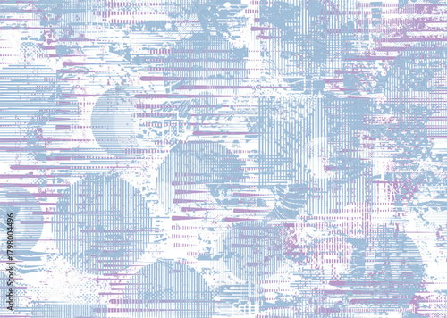 Glitch distorted geometric shape . Noise destroyed logo . Trendy cyber punk poster . Glitched frame .Grunge textured . Distressed effect .Vector shapes with a halftone dots screen print texture.
