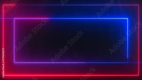 Wallpaper Mural Glowing neon rectangle outline, red frame, blue & purple interior, with dark space Torontodigital.ca