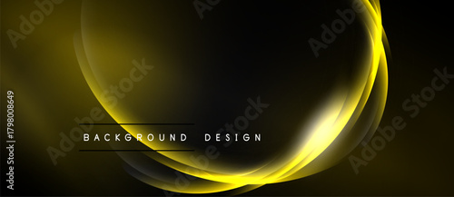 Abstract yellow waves over black background. Elegant design, smooth curves, modern aesthetic. Simple, clean presentation.