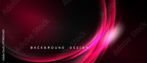 Dark red abstract background. Smooth curves create dynamic visual effect. Minimalist design with text elements present. Elegant, modern aesthetic.