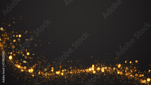 abstract dark luxury golden glitter shiny stars and bokeh light ,winter holiday christmas new year social media background