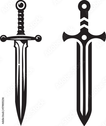 Elegant Swords: A visual depiction of two ornate swords, their sharp blades and intricate handles. The design conveys the power, nobility, and timeless elegance of these weapons.
