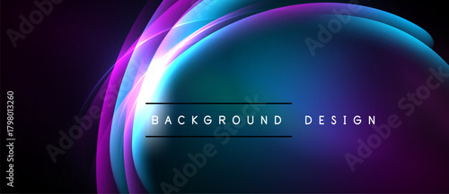 Abstract flowing lines create vibrant, colorful background. Purple, blue hues dominate design, offering modern aesthetic.