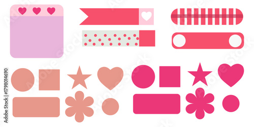 Cute pink and coral scrapbook elements for creating designs and decorations great for valentines day or birthdays and crafting needs offering a delightful creative touch
