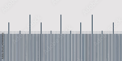A graphic representation featuring vertical lines and a dotted line on a light gray background art