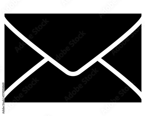 A closed envelope vector silhouette image for a logo, icon, or stencil. Envelope silhouette image for laser cutting.