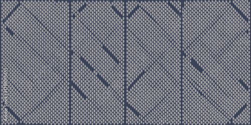 A repetitive pattern of grey oval shapes with dark blue lines forming geometric shapes on a dark background