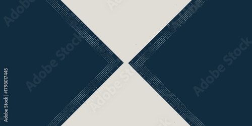 Abstract design featuring dark blue triangles and a light background forming an hourglass shape