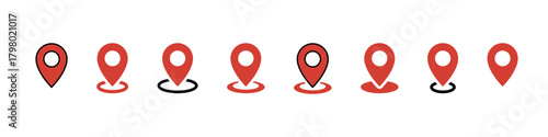 Map pin icon. Location map pin icon set. Address direction sign. Isolated geo tag.