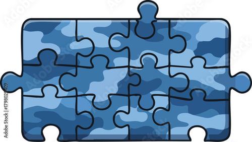 Blue camouflage puzzle piece illustration for games and creative projects design elements vector 
