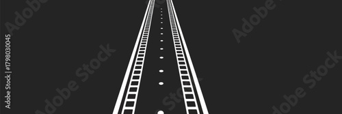 A straight road with white lines and markers on a dark background leading into the distance perspective