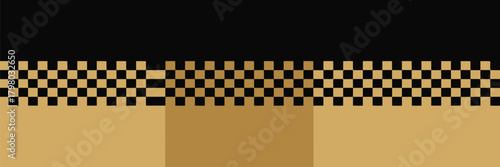An abstract image featuring a black top section above a checkered pattern over a gradient tan base color