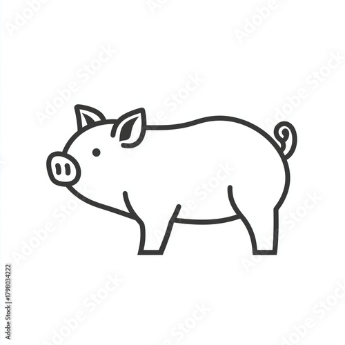 Pig Livestock Icon – Organic Farming, Agriculture Production, Eco-Friendly Sustainable Vector