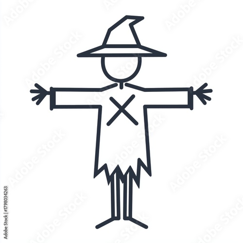 Scarecrow Field Guard Icon – Organic Farming, Agriculture Production, Eco-Friendly Sustainable Vector