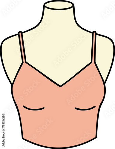 Womens pink spaghetti strap crop top clothing fashion vector illustration graphic design element 